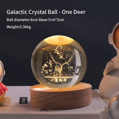 Creative Luminous Crystal Ball Galaxy Night Light Decoration 3D Laser