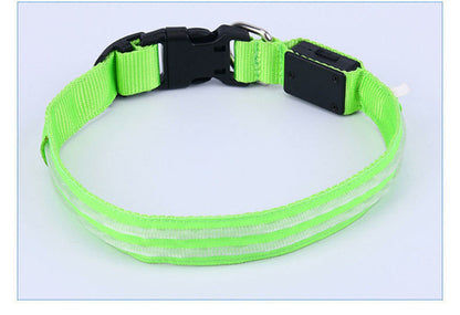 Pet Supplies LED Flash Dog Collar Nylon Translucent Double Fiber Mediu