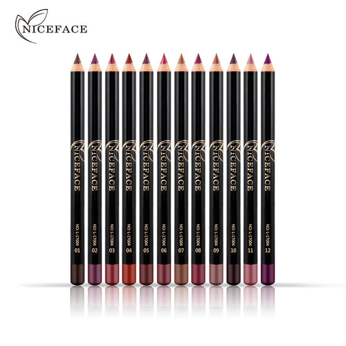 NICEFACE Nude Color Lip Pencil 12 Color Waterproof Lip Liner Nude Colo