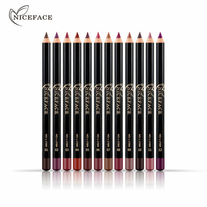 NICEFACE Nude Color Lip Pencil 12 Color Waterproof Lip Liner Nude Colo