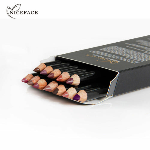 NICEFACE Nude Color Lip Pencil 12 Color Waterproof Lip Liner Nude Colo