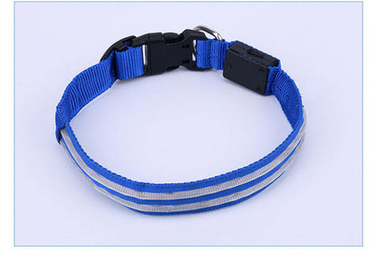 Pet Supplies LED Flash Dog Collar Nylon Translucent Double Fiber Mediu