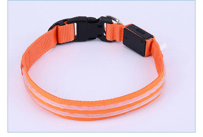 Pet Supplies LED Flash Dog Collar Nylon Translucent Double Fiber Mediu