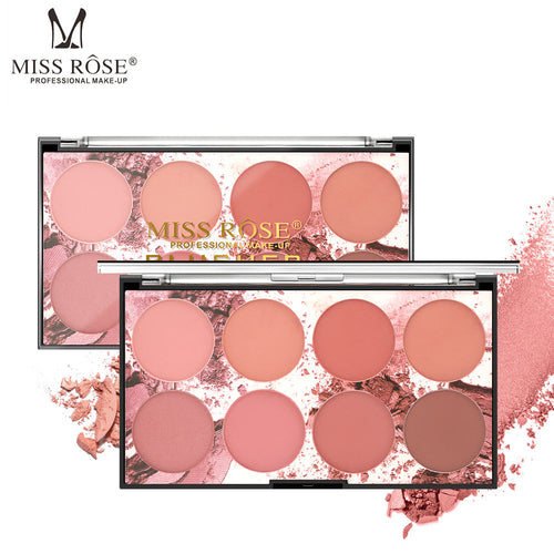 Miss Rose Eight Color Blush Palette Matte Long Lasting Sun Red Natural