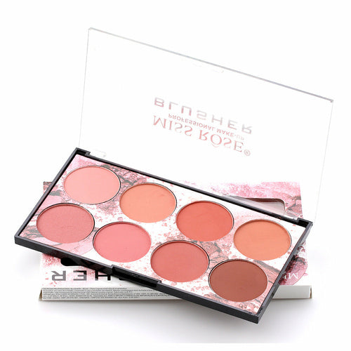 Miss Rose Eight Color Blush Palette Matte Long Lasting Sun Red Natural