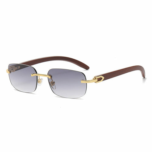 Wooden Grain Mirror Leg Metallic Sunglasses Fashion Men's And Women's