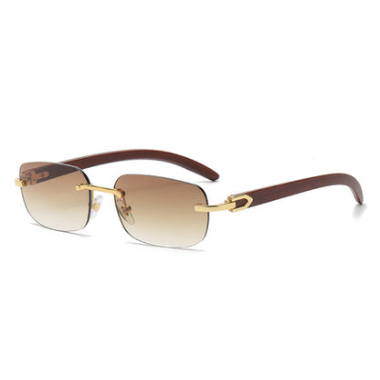 Wooden Grain Mirror Leg Metallic Sunglasses Fashion Men's And Women's