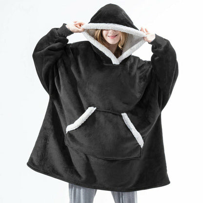 Winter Warm Fleece Wearable Hooded Blanket Fluffy TV Blanket Hoodie