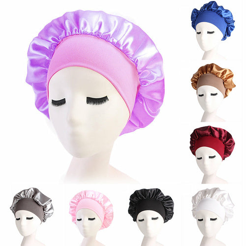 1pc Adjust Solid Satin Bonnet Hair Styling Cap Long Hair Care Women Ni