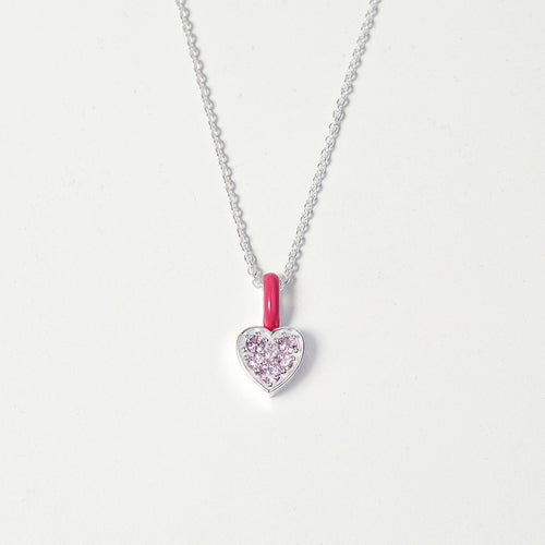 Pink Heart Necklace, Pink Enamel Jewelry, Dainty Heart Jewlery