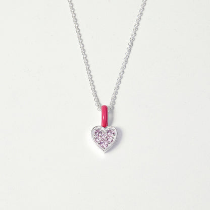 Pink Heart Necklace, Pink Enamel Jewelry, Dainty Heart Jewlery